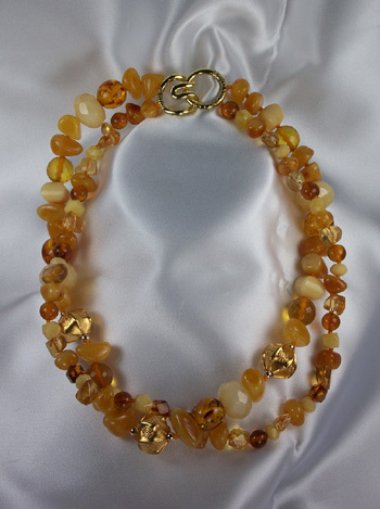 Amber & Yellow Jade Necklace