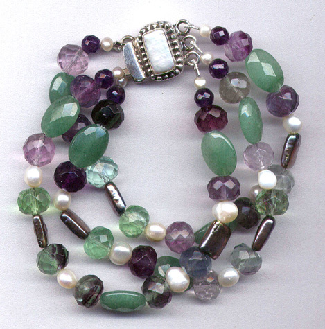 Amethyst,Aventurine &amp; Florite Bracelet