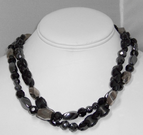 Black Onyx necklace with hematite & pyrite