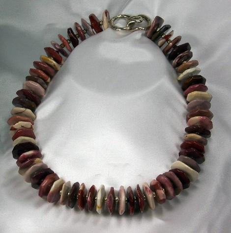 Mookite And Silver Glass Beaded Necklace