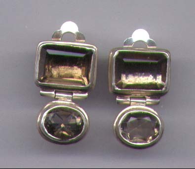Smokey Topaz  Sterling Silver Bezel Earrings