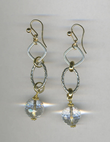 Sterling & Vermeil earrings with faceted crystal beads