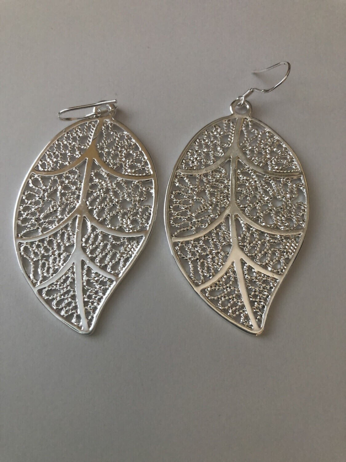 Earrings - Complex Leaf on ear wire .925 Sterling Silver