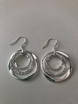 Earrings - 925 Sterling Silver 3-ring on ear wire