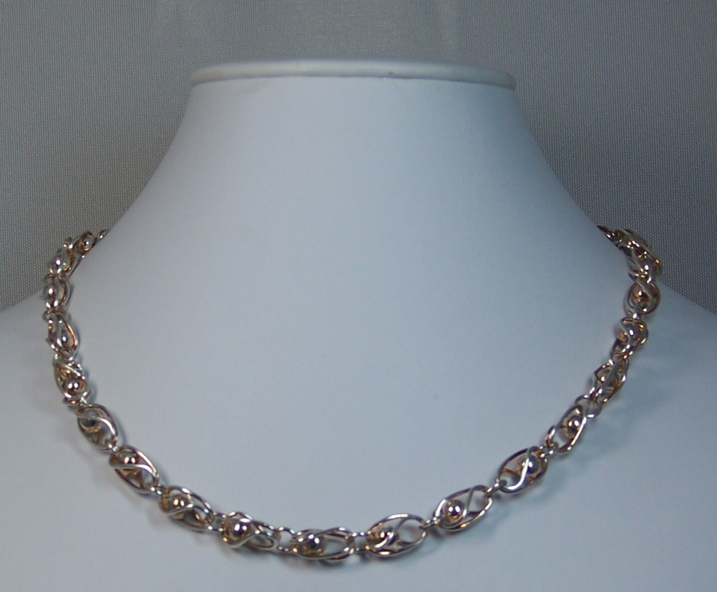 Silver & copper loop and ball chain necklace