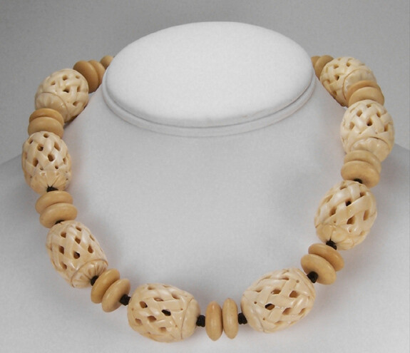 Carved bone necklace