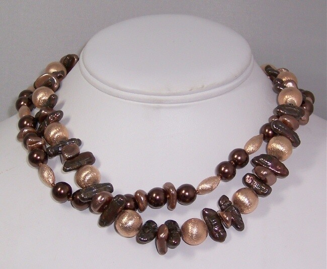 Copper freshwater pearl necklace