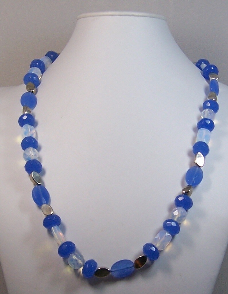 Blue faceted quartz necklace