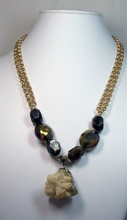 Golden Mica,Swarovski crystal with pendant