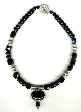 Black Onyx &amp;  Obsidian with  Pendant