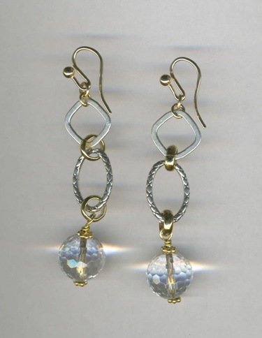 Sterling &amp; Vermeil earrings with faceted crystal beads