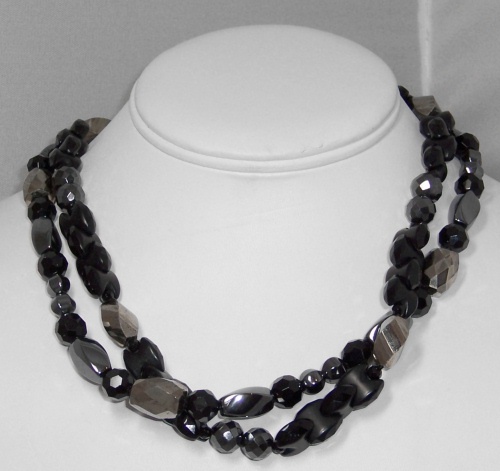 Black Onyx necklace with hematite &amp; pyrite
