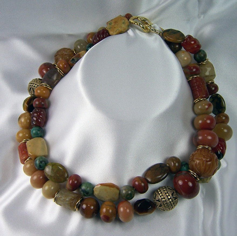 Carnelian, Agate &amp; Serpentine Necklace