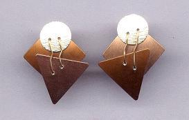 Copper &amp; Silver Metal Geometric Earrings