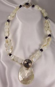 Faceted Mother Of Pearl,  Amethyst, Sterling &amp; Removable Pendant