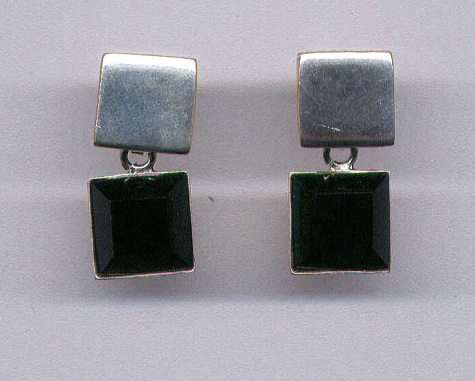 Black Onyx &amp; Sterling Silver Earrings