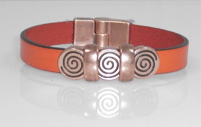 Orange leather bracelet