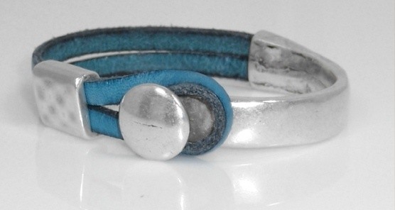 Teal leather bracelet