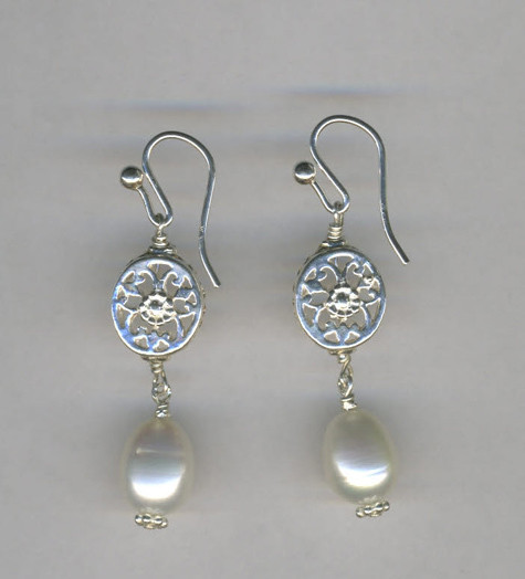 Silver &amp; pearl earrings