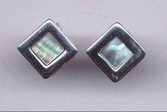 Mother Of Pearl &amp; Sterling Silver Square Earrings