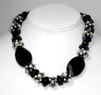 Black Onyx & lampwork necklace