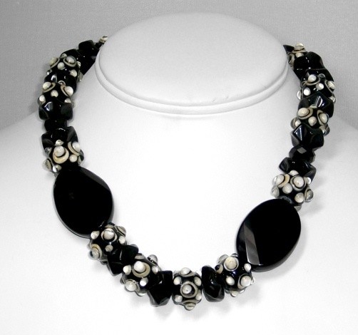 Black Onyx &amp; lampwork necklace