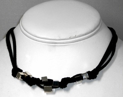 Leather & silver necklace