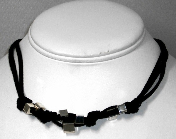 Leather &amp; silver necklace