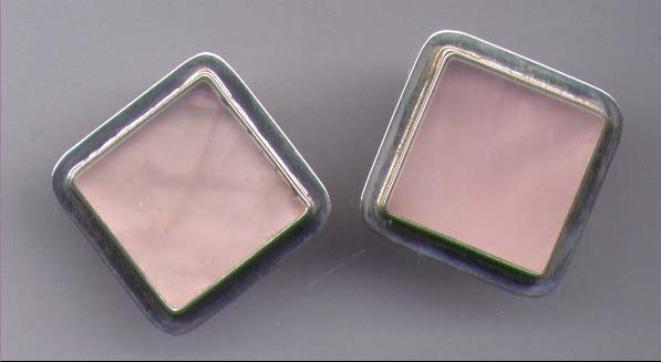 Rose Quartz  Earrings Set In Sterling Silver