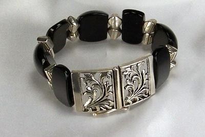 Onyx And Silver Bracelet