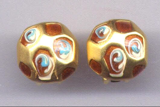 Vermeil Earrings With Enameled Design