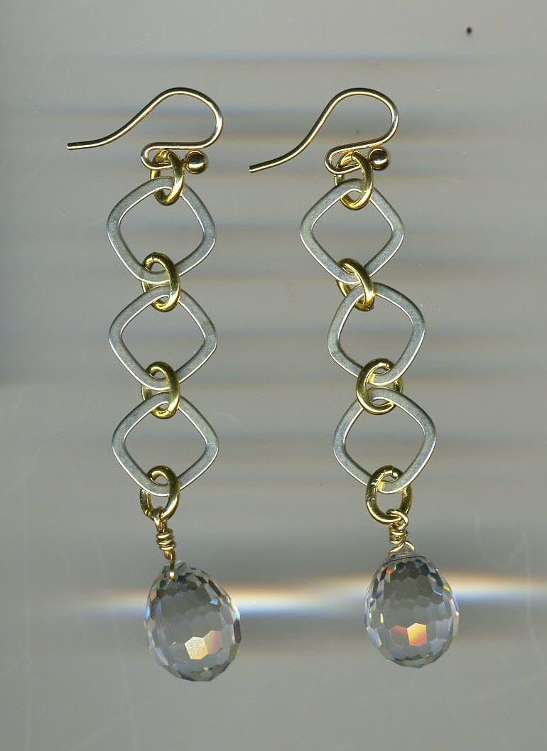 Sterling &amp; Vermeil earrings with faceted crystal briolets