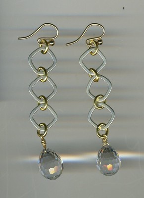 Sterling & Vermeil earrings with faceted crystal briolets