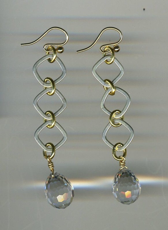 Sterling &amp; Vermeil earrings with faceted crystal briolets