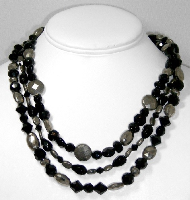Onyx &amp; pyrite necklace
