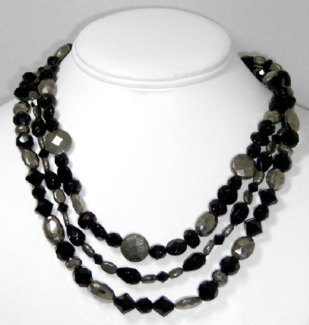 Onyx & pyrite necklace