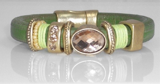 Olive Green Leather Bracelet