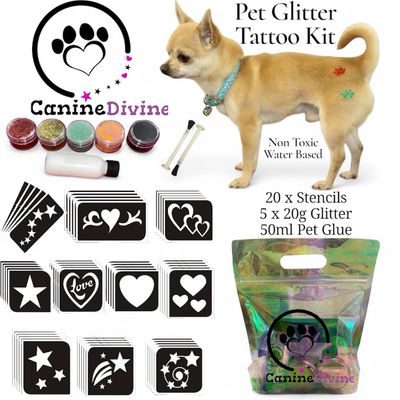 Dog Grooming Hearts &amp; Stars Glitter Tattoo Kit