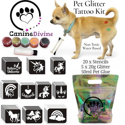 Dog Grooming Unicorn Glitter Tattoo Kit