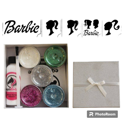 Barbie Glitter Tattoo Quarter Mark Gift Set LARGE A4