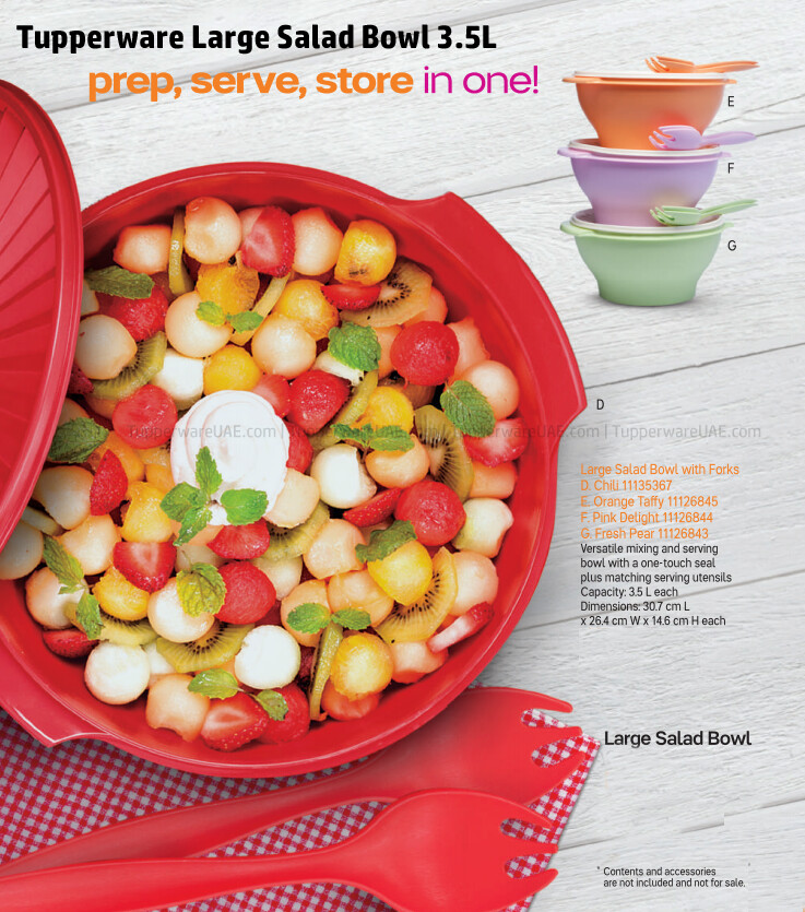 Tupperware Large Salad Bowl with Forks 3.5L