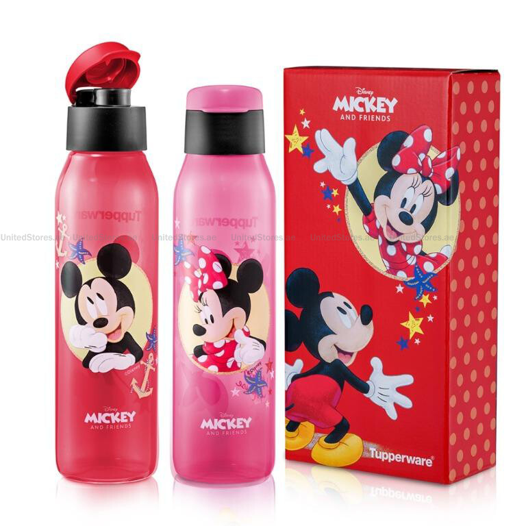 Tupperware Fliptop Bottle 500ml - Mickey &amp; Minnie- Set of 2