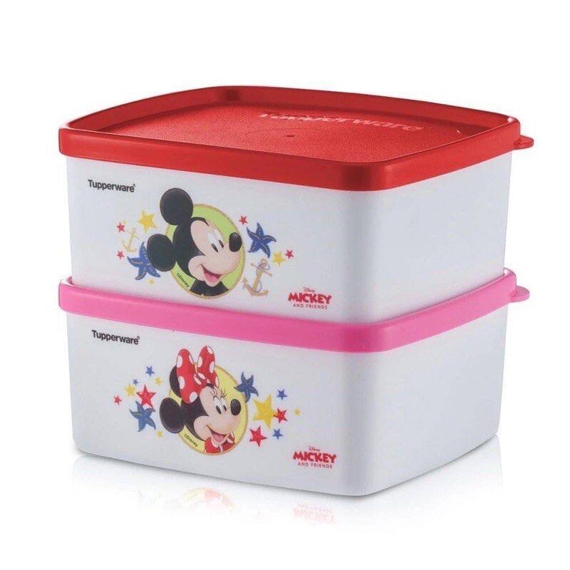 Tupperware Square Rounds 400ml - Mickey &amp; Minnie - Set of 2