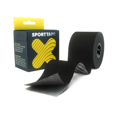 SPORTTAPE Extra Sticky Kinesiology Tape | Uncut - Single Roll (5cm x 5m) (Black)