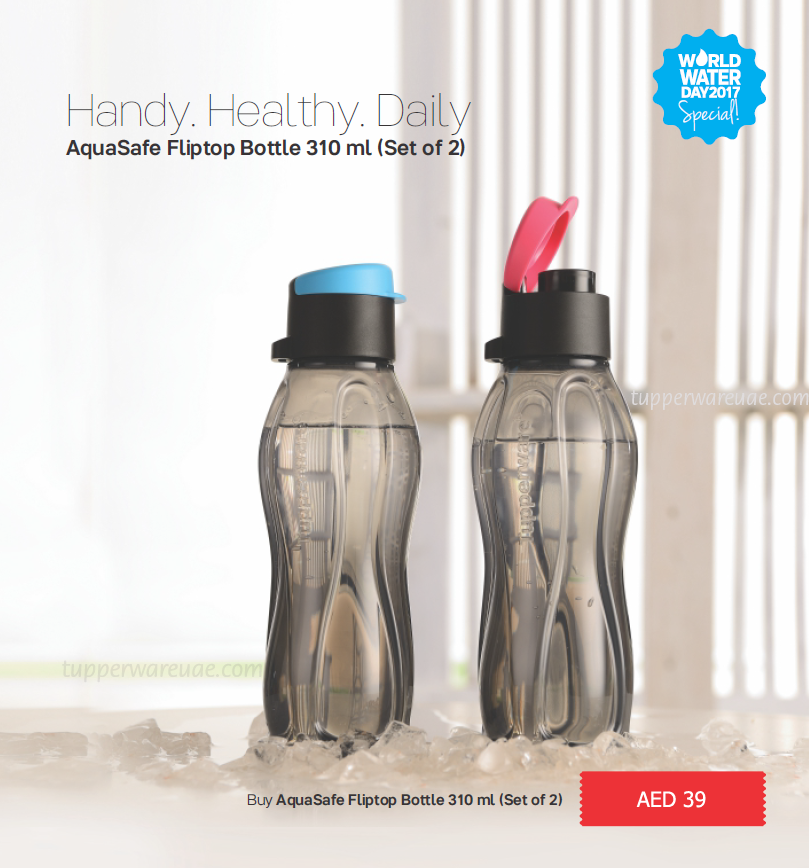 Aquasafe Fliptop Bottle 310ml - Set of 2