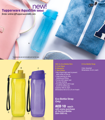 Tupperware AquaSlim Bottle 500ml - 1pc