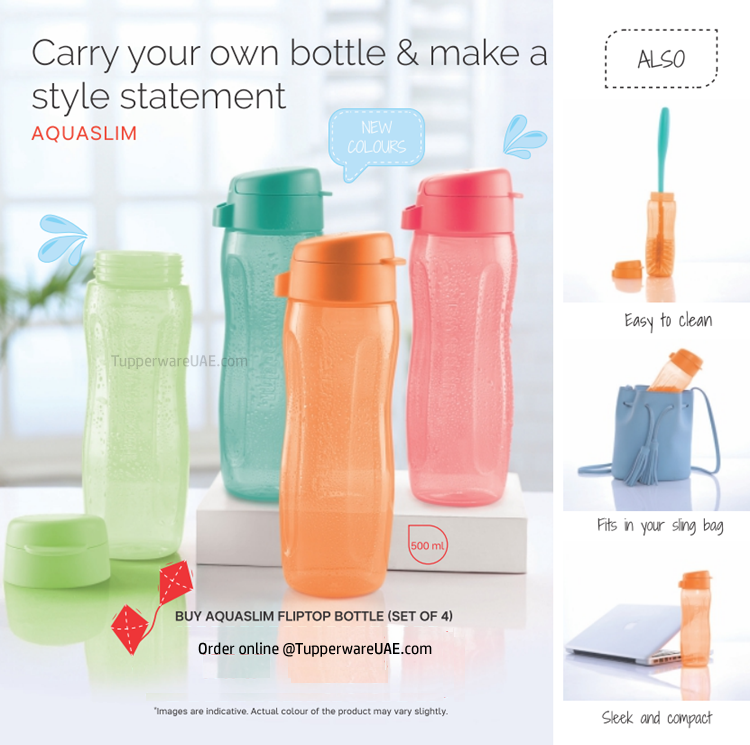 Tupperware AquaSlim Bottle 500ml -1pc