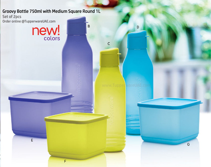 Groovy Bottle with Medium Square Round - Set of 2