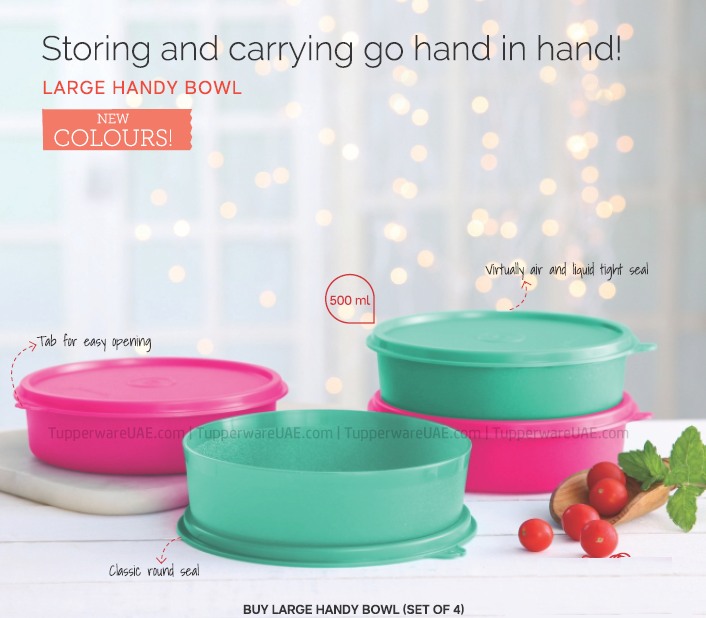 Tupperware Large Handy Bowls 500ml New Colors - Set of 4