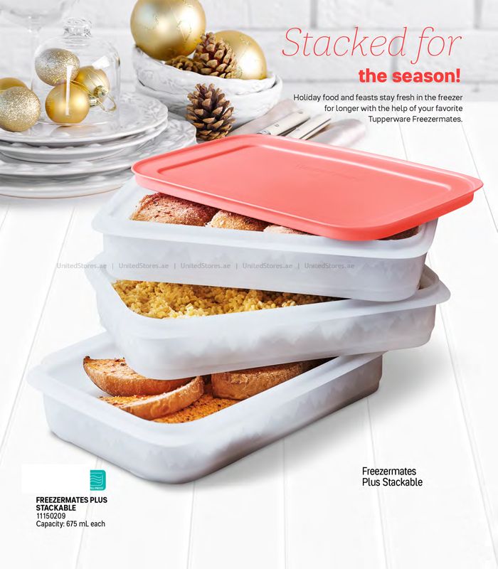 Tupperware FreezerMates Plus Stackable Container Set (3 Pieces, 675 ml Each)